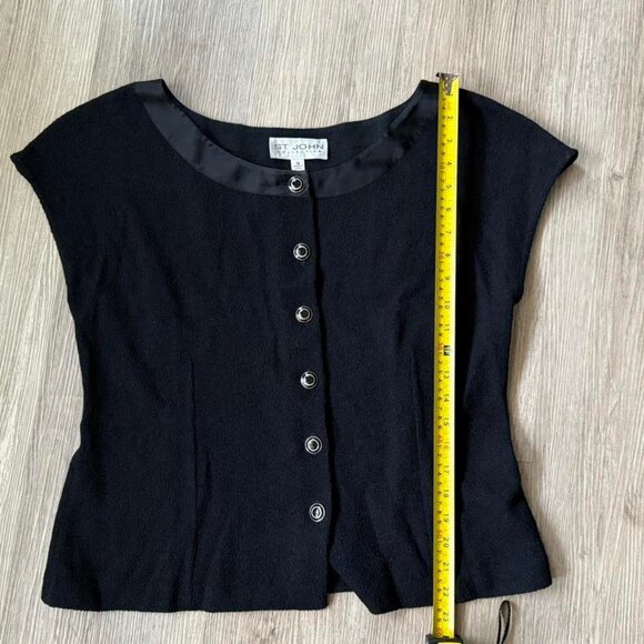 St. John Collection Scoop Neck Button-Up Top — Black (Size XL / US 12) - Picture 5 of 6